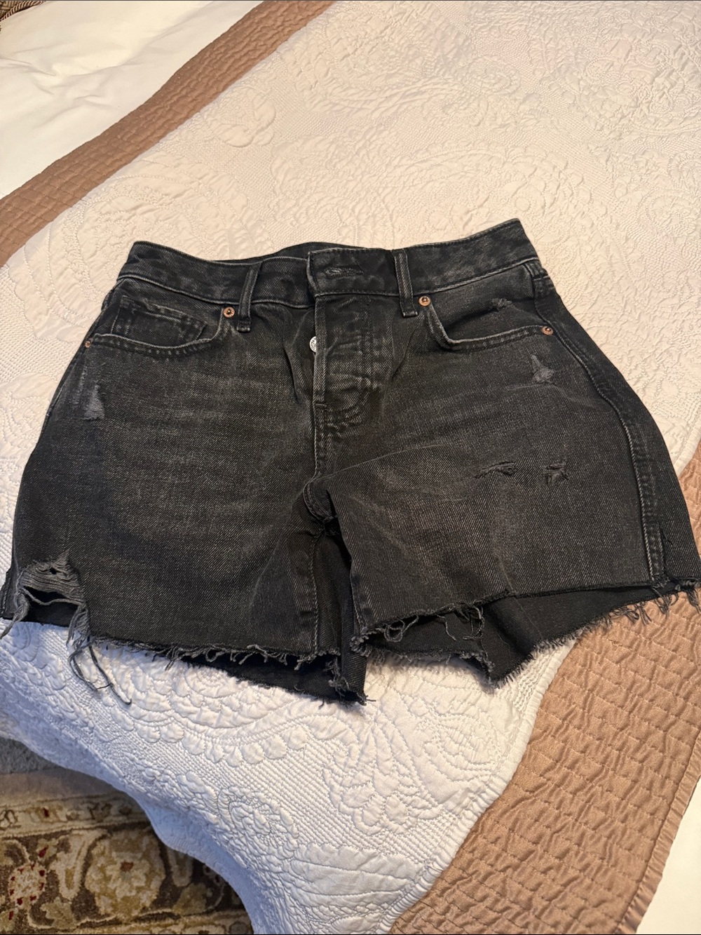 Express Black Distressed Denim Cutoff Shorts